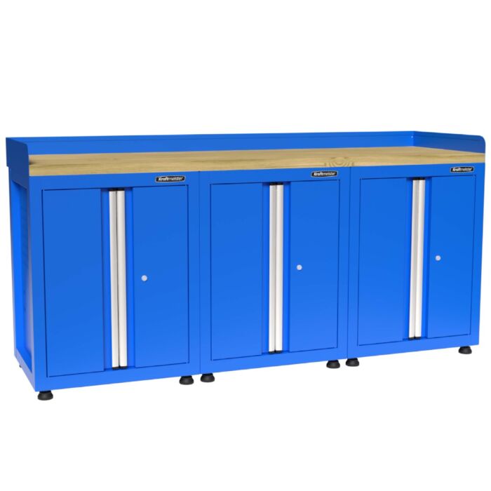 Kraftmeister Premium werkbank 6 deuren rubberwood blauw