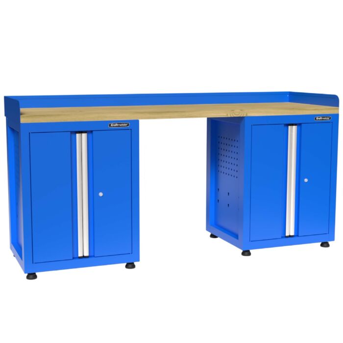 Kraftmeister Premium werkbank 4 deuren rubberwood blauw